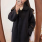 Woolen Coat Women Mid-length Winter Korean Thick Cotton Hepburn Style Black Woolen Coat Temperament