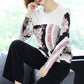 Ethnic Style Plus Size Printed Wool Sweater Ladies Thin Knit Bottoming Sweater O-neck Short Cashmere Sweater Jumper