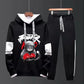 Spring Cartoon Sweater Suit Gangster Cat Teen Student Sports Suit Casual Hooded Pullover and Pants Men