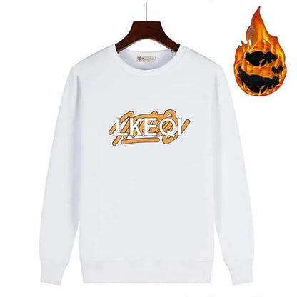 Men Plus Velvet Sweatshirts Thick Long-sleeved Loose O-Neck Pullover Plus Fertilizer Sweater Autumn