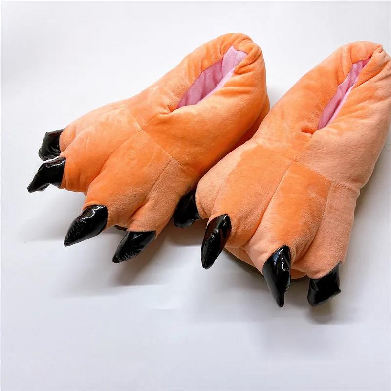 Cartoon Autumn and Winter Dinosaur Paw Cotton Shoes Multi-color Tiger Paw Cotton Slippers Cute Couple Lover's Non-slip Warm Shoes