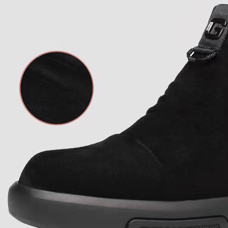 Frosted Men's Fashion Leather Shoes Warm Casual Shoes Flat-bottomed Plus Velvet Cotton Shoes