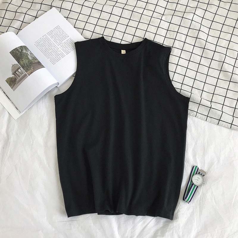 Pure Cotton Vest Summer Loose Solid Color Sleeveless Sports Fitness Waistcoat Vest
