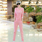 Sports Suit Women's Plus Size Long-sleeved Casual Wear Sweater Two-piece Round Neck Long-sleeved Top Loose-fitting Elastic Pants Casual Suit