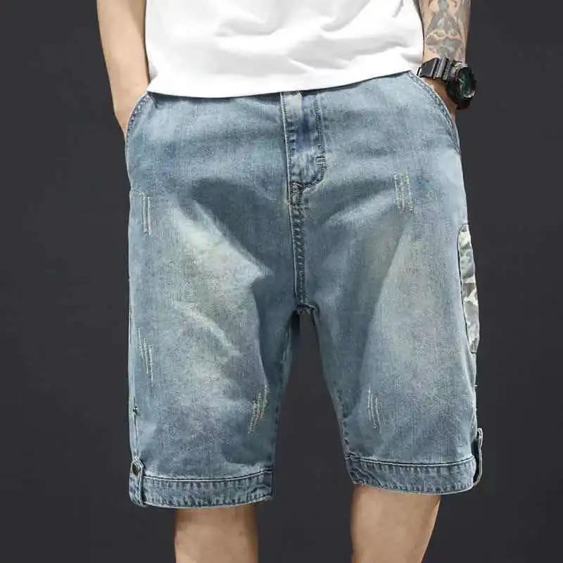 Summer Casual Shorts Men's Outdoor Casual Loose Five-point Jeans
