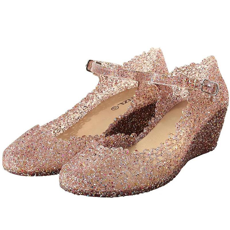 Crystal Sandals Wedge Women's Shoes High-heeled Shoes Women's Square Dance Shoes Baotou Hole Shoes