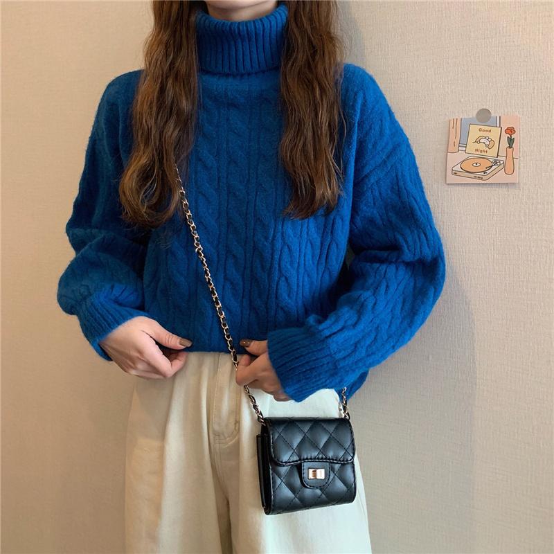 Turtleneck Sweater Women Fall Winter Long Sleeve Pink High Neck Plus Size Loose Pullovers Oversized Harajuku Knitted Jumper Women Winter Sweaters