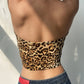 European and American Style Short Top Leopard Print Halter Camisole Women's Large Size High Waist Backless Tube Top