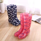 Rain Boots Women Print PVC Waterproof Shoes for Girls Knee-high Slip on Anti Skip Boots Long Tube Boots Fashion Size 36-41