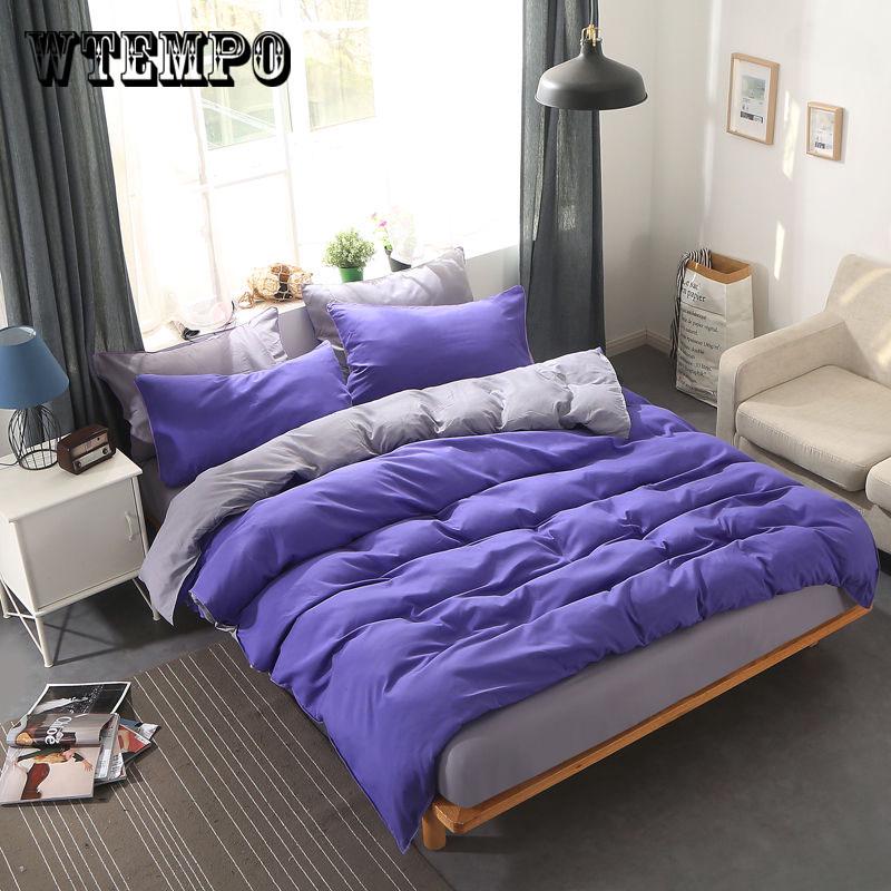 Solid Color Bedding Set 3/4pcs Duvet Cover set Pillow Cases Bed Sheet Bedclothes