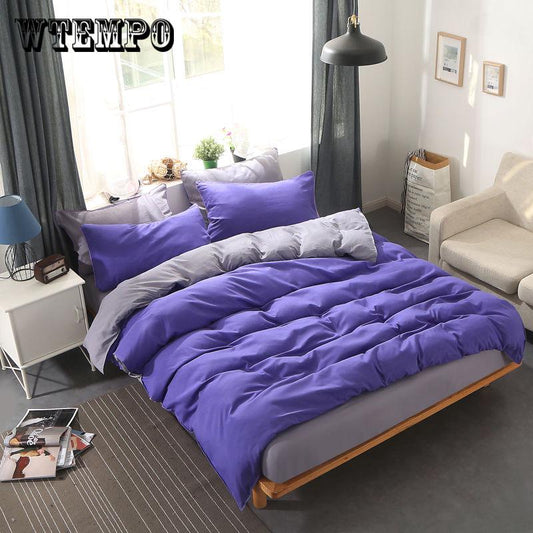 Solid Color Bedding Set 3/4pcs Duvet Cover set Pillow Cases Bed Sheet Bedclothes