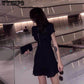 Dresses Women's Temperament Lazy Style Thin Ruffled Waist Black Skirt Zipper