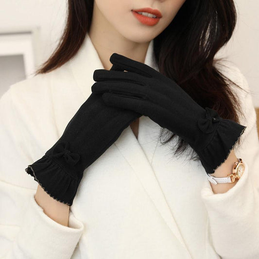 Ladies Winter Warm Gloves Cute Students Touch Screen Cycling Driving Ladies Cold-proof Velvet Gloves