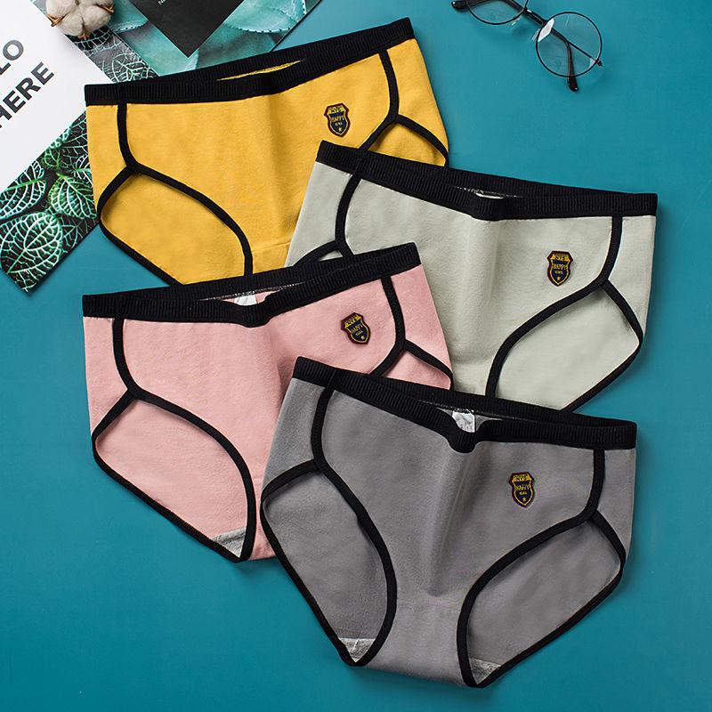 4-pack Women's Cotton Adult Underwear Antibacterial Mid-waist Breathable Japanese Briefs Student Korean Version Plus Size Briefs