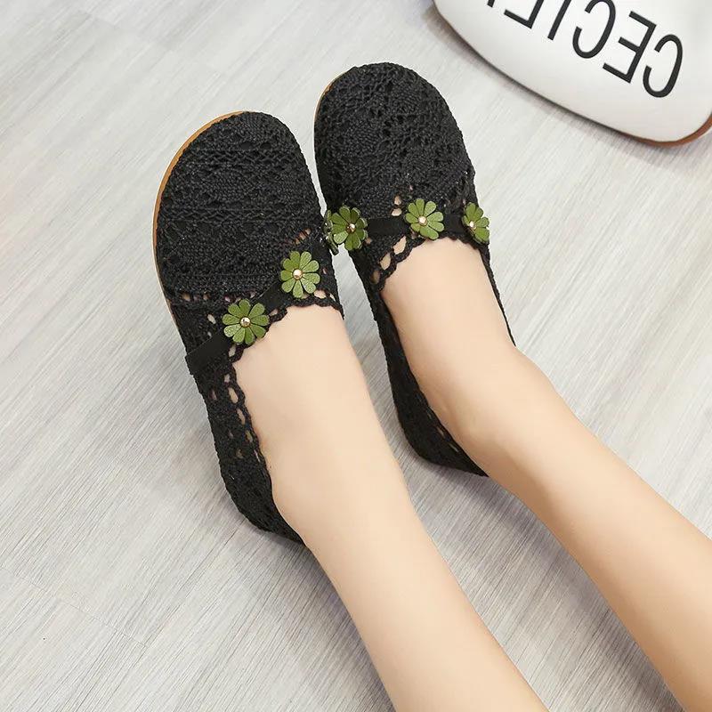 Forest Series Small Flowers Simple Low-top Mesh Shoes All-match College Style Casual Breathable Summer Sandals Literary Women's Shoes