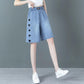 Tencel Thin Denim Shorts Women's Summer High Waist Loose Loose Thin Pants Wide-leg Ice Silk Five-point Pants
