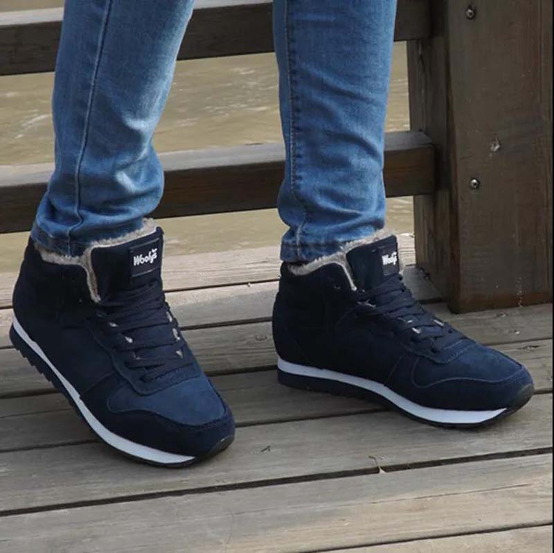 Winter Men's Casual Warm Suede Outdoor Sneakers Lace Up Comfortable Waterproof Anti-Cold Snow Bootss