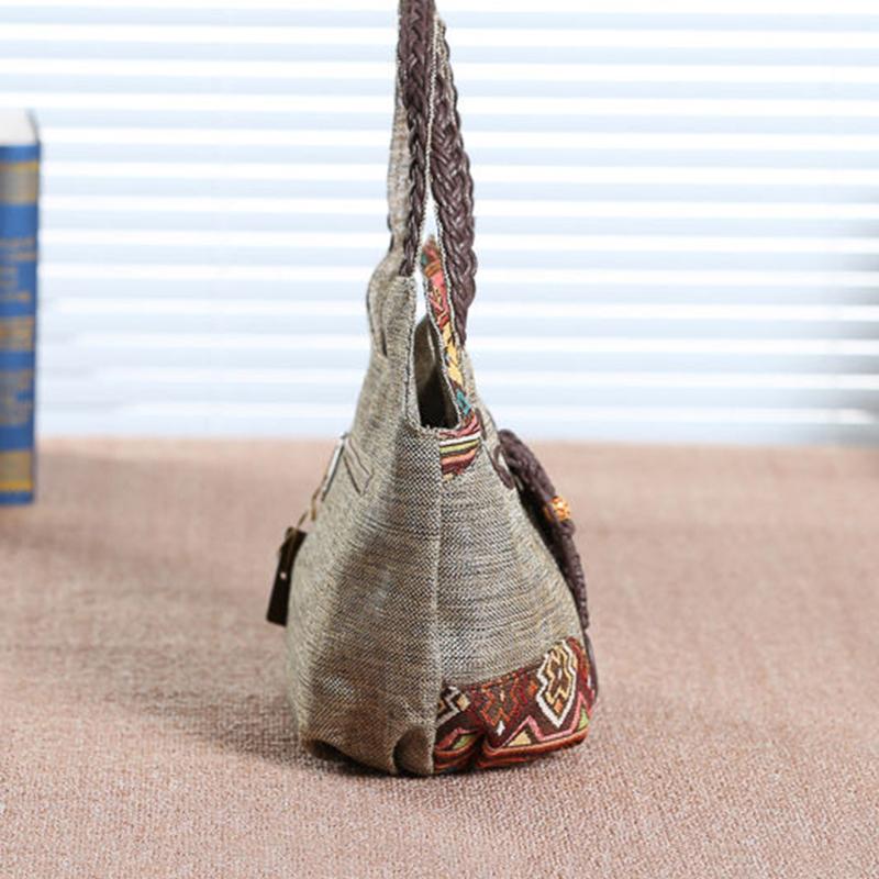 Middle Aged Women Handbag Casual Daily Shopper Ethnic Style  Anvas Cotton and Linen Woven Animal Flower Print Pattern