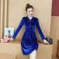 Wild plus size waist skirt skirt autumn and winter dress women's long-sleeved thin dress