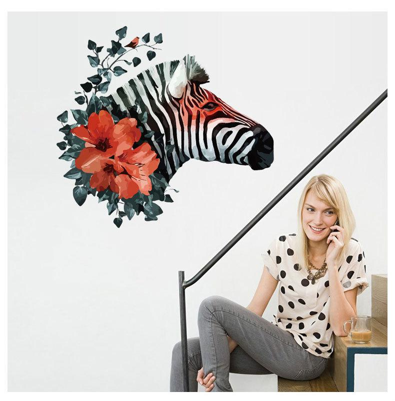 New Zebra Art Wall Sticker Bedroom Living Room Removable Waterproof Wall Sticker waterproof