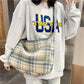 Women Canvas Bags Travel Casual Large Daily Shoulder Handbag Simple Hobo Bags Large-capacity Plaid Bag