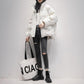 Winter Bright Face Loose Warm Bread Jacket Down Cotton Jacket Women Mid-length Winter Loose Stand-up Collar Thick Warm Cotton Jacket