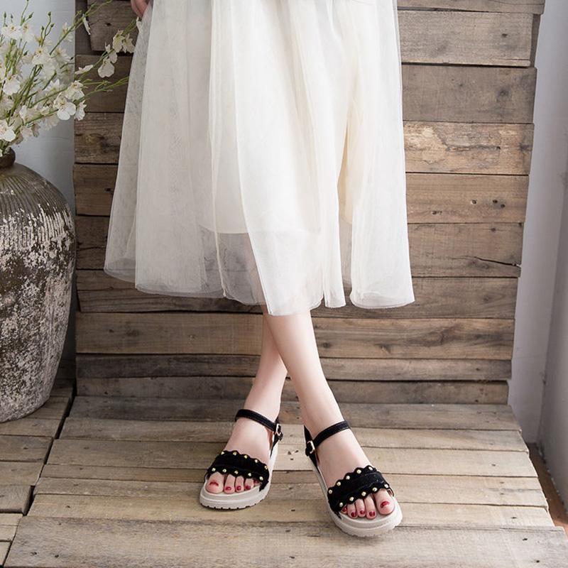 Sandals Female Students Korean College Style Summer All-match Soft Sole Pregnant Women Shoes Flat Non-slip Beach Shoes