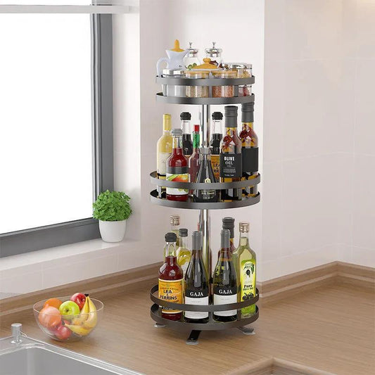 Multi-layer Spice Rack Kitchen Organizers Can Rotate Multi-function Corner Cabinet Countertop Bathroom Makeup Storage Shelf Closet Shelves Organizer