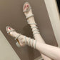 Net red sandals and slippers women summer wild rhinestone thick with Roman fashion winding sandals