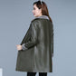 Winter Women's Leather Jacket Fashion Loose Mid-length Leather Jacket Plus Cotton Thick PU Leather Large Size Leather Jacket