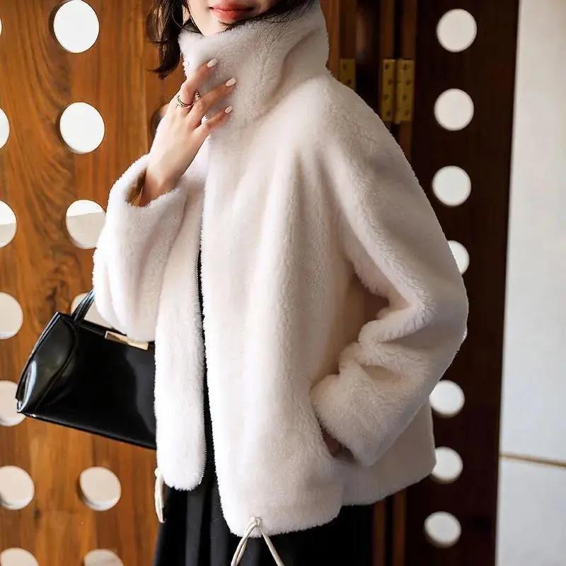 Spring Thick Coat Women's Double-sided Coral Fleece Warm Turtleneck Sweater Female Cardigan Zipper Fleece Jacket