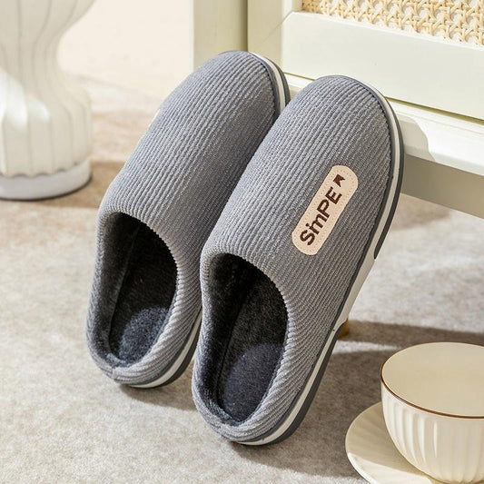 Cotton Slippers Men's Winter Home Indoor Warm Non-slip Thick Bottom Suede Cotton Shoes