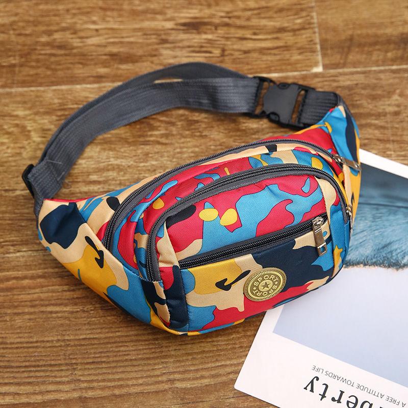 Running Waist Bag Men and Women Canvas Messenger Chest Bag Outdoor Sports Cashier Camouflage Fashion Multifunctional Mobile Phone Bag