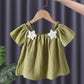 Summer Kids Cute Printing T Shirts Girls Off Shoulder Sling Loose Short Sleeve Star T-Shirt Baby Shirt Solid Color Top