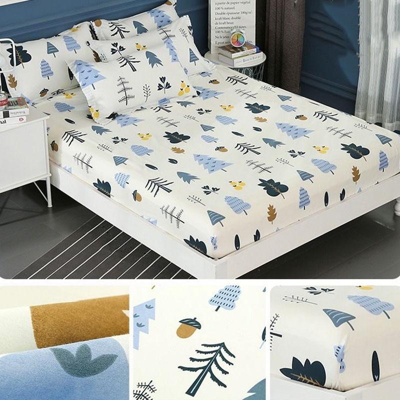 Mattress Protector Bedding Three-piece Cotton Padded Printed Bedspread and Pillowcase
