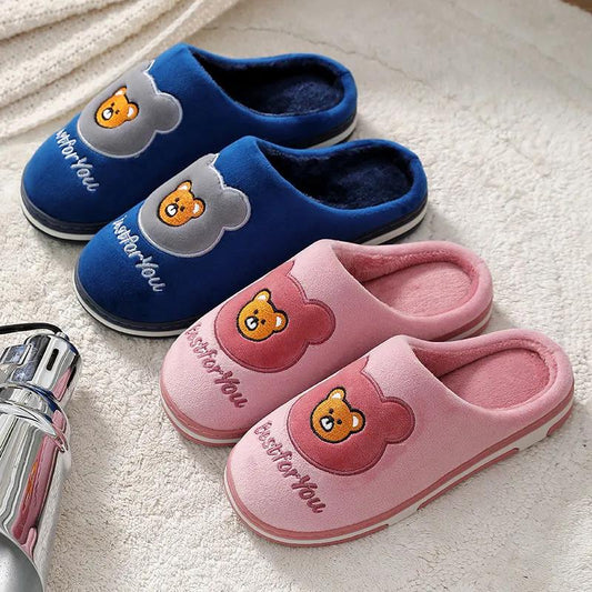 Winter Home Warm Indoor Cotton Slippers Couple Thick Non-slip Slippers