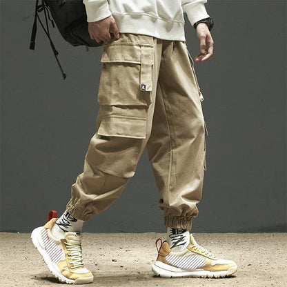 Overalls Sports Pants Men's Solid Color Trend Embroidered Logo Pocket Loose Ninth Pants Leggings Casual Pants Trend