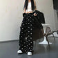 Drooping Loose Wide-leg Pants Women's Summer Heart Print Casual Pants Thin All-match High-waisted Straight-leg Pants Mopping Trousers