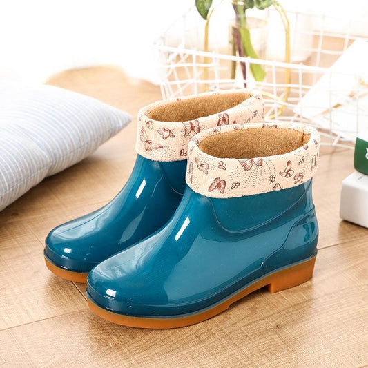 Water Shoes Girls Low Cut Adult Rain Boots Women Plus Velvet Short Tube Fashion Water Boots Women Non-slip Rain Boots Women Waterproof Shoes