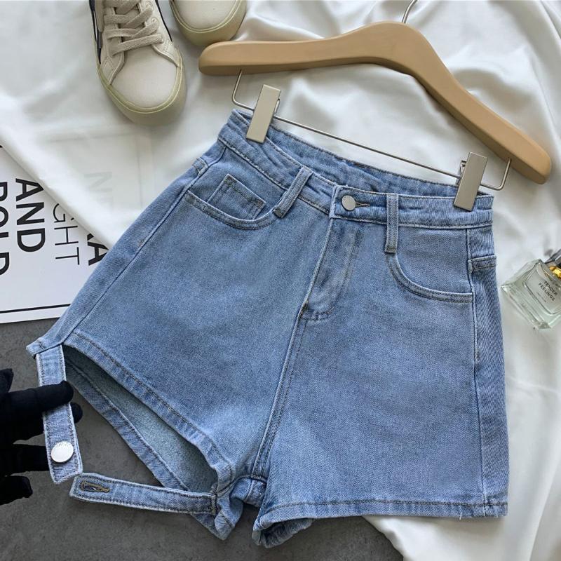 Plus Size Women's Korean Style Summer High Waist Buttoned Denim Shorts Fashion Thin and Long Legs Wide-leg Pants