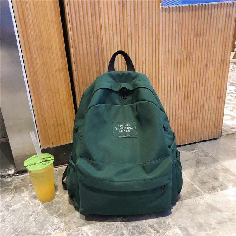 Unisex Solid Color Simple Casual Multi-layer Canvas Backpack Travel Shopping Student Schoolbag High-capacity