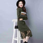 Autumn and Winter Fashion Lace Stitching Women's Bottoming Shirt Long-sleeved Mid-length Over-the-knee Slim Warm Sweater Dress