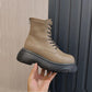 Autumn and Winter Leather Sponge Cake Thick-soled Martin Boots Thin Single Boots Heightening Short Boots All-match