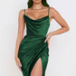 Fashion Sexy Slit Satin Dress Europe and The United States Self-cultivation Temperament Sexy Suspender Slit Skirt