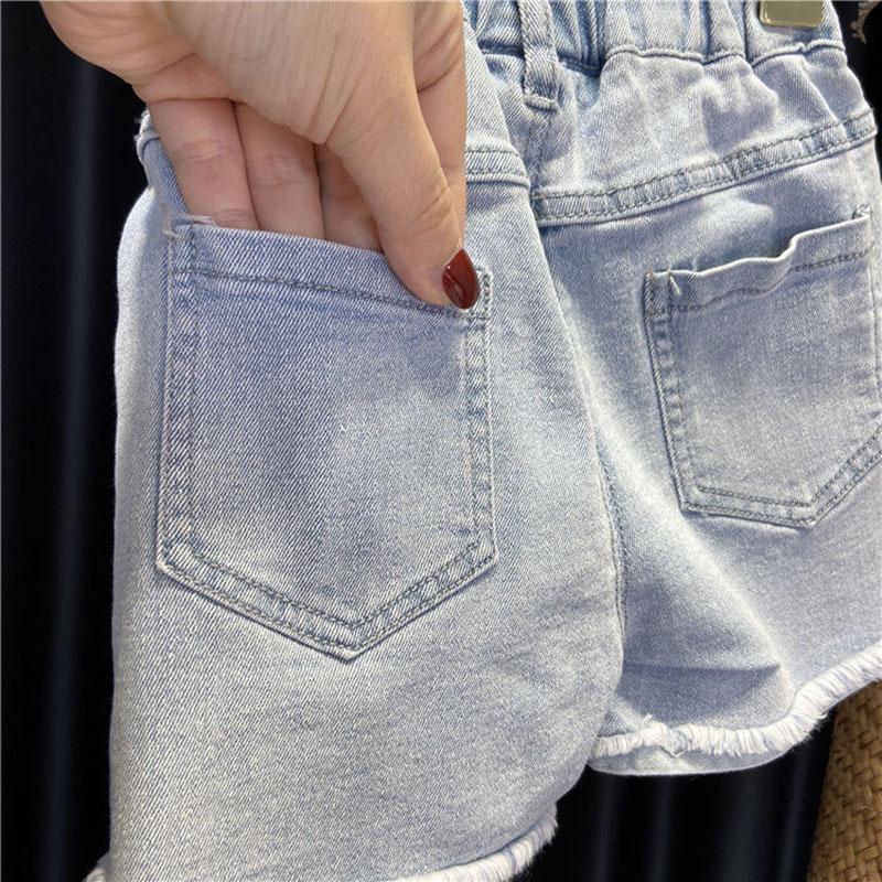 Children's Clothing Girls Summer Two-piece Denim Shorts + Girl Baby Half-sleeved T-shirt Sweet Strawberry Top