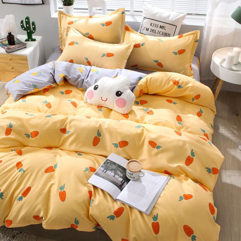 Net Celebrity Four-piece Bedding Cartoon Bed Linen Quilt Sanding Three-piece Student Bedding