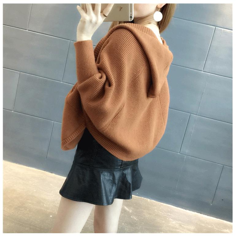 Knit Cardigan Sweater Women Cardigan Sweater Short Coat Sweater Women Loose Hooded