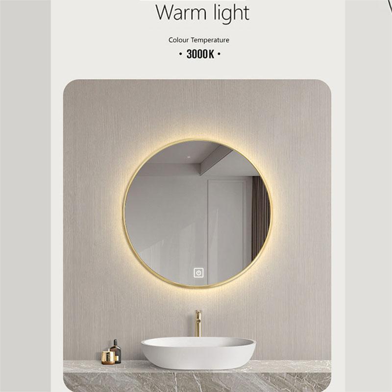 Smart Bath Mirrors No Need To Punch LED Aluminum Frame Round Bathroom Mirror Wall Mounted Mirror with Light