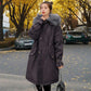 Winter Women's Cotton Jacket Jacket Mid-length Large Fur Collar Plus Down Jacket Thickening Plus Velvet Jacket