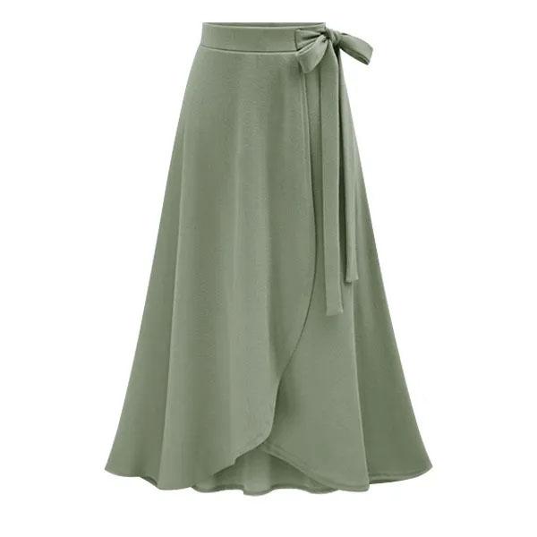 Bow Tie Irregular Large Hem Skirt Women's Large Size High Waist Slit Skirt Solid Color Slim A-line Skirt